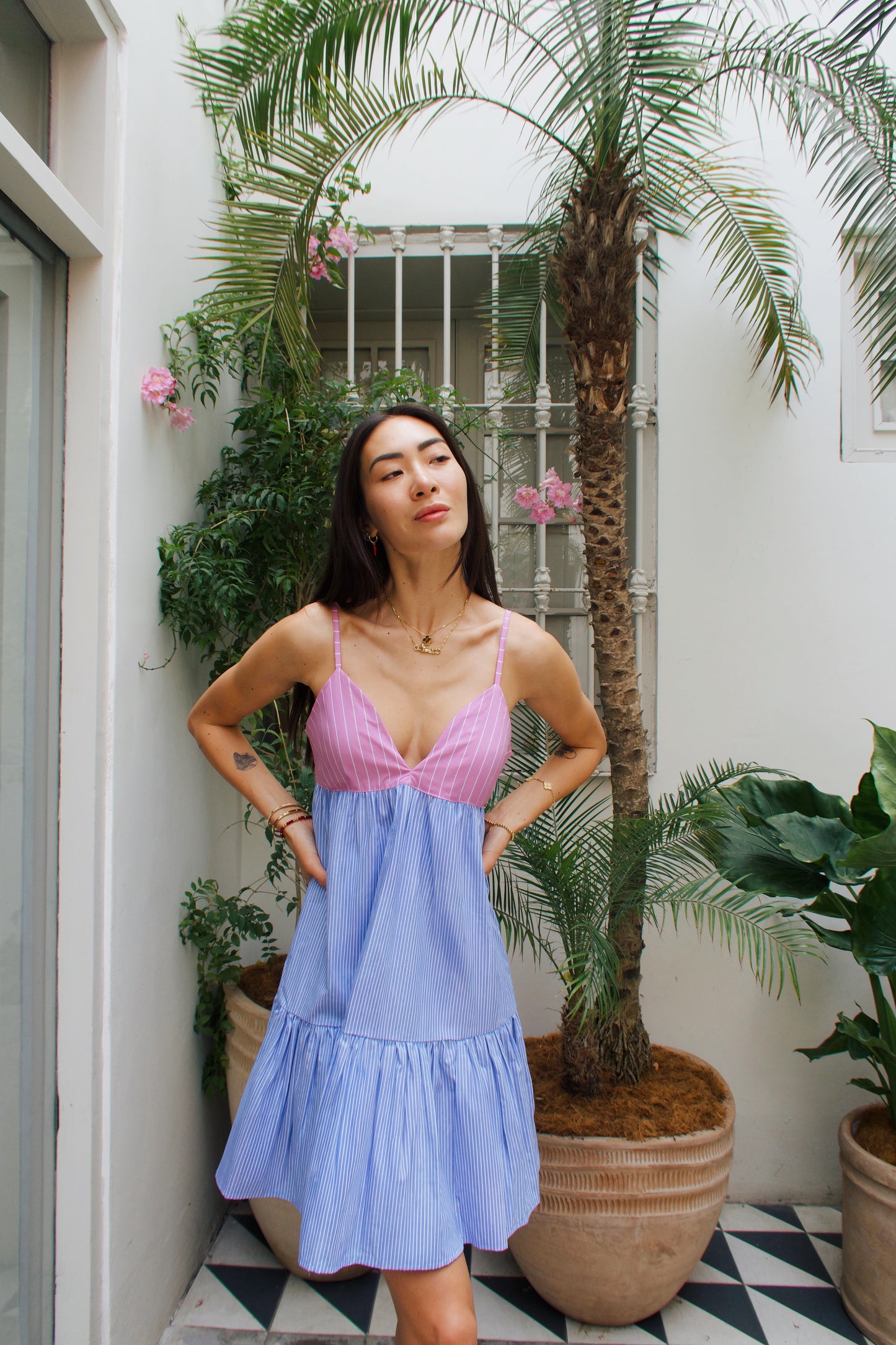 Vestido Santa Catalina - Rosado/Celeste