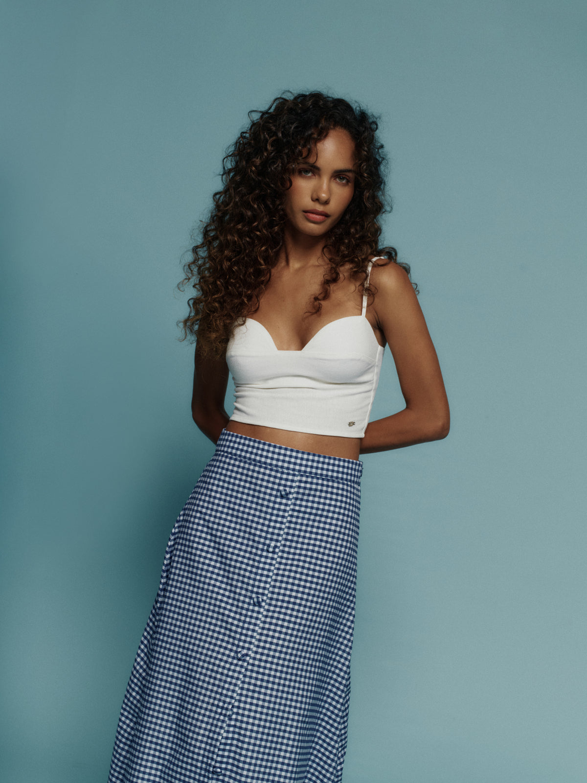 FALDA TAHITI VICHY AZUL