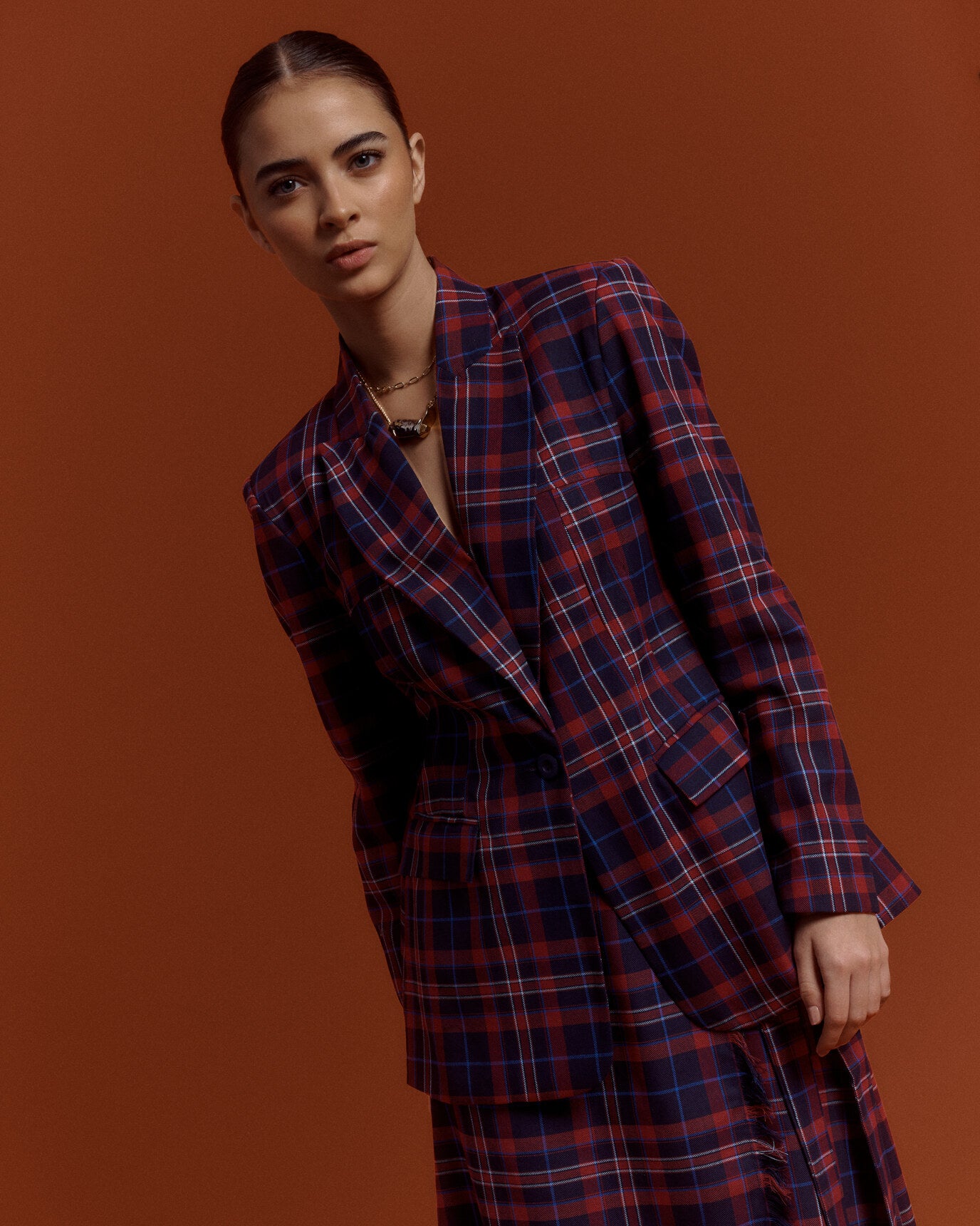 BLAZER MACCHIATO - TARTAN AZUL