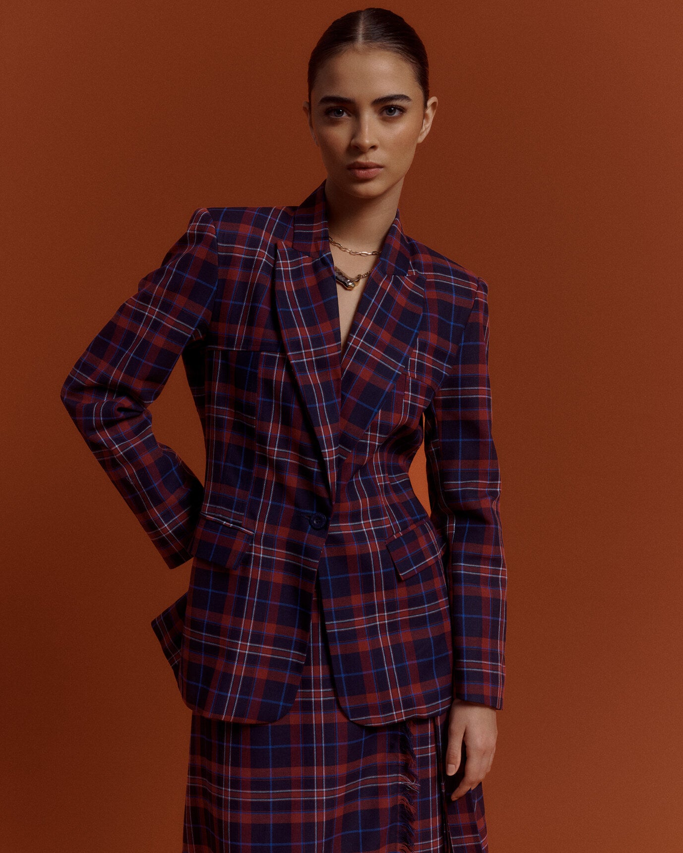 BLAZER MACCHIATO - TARTAN AZUL
