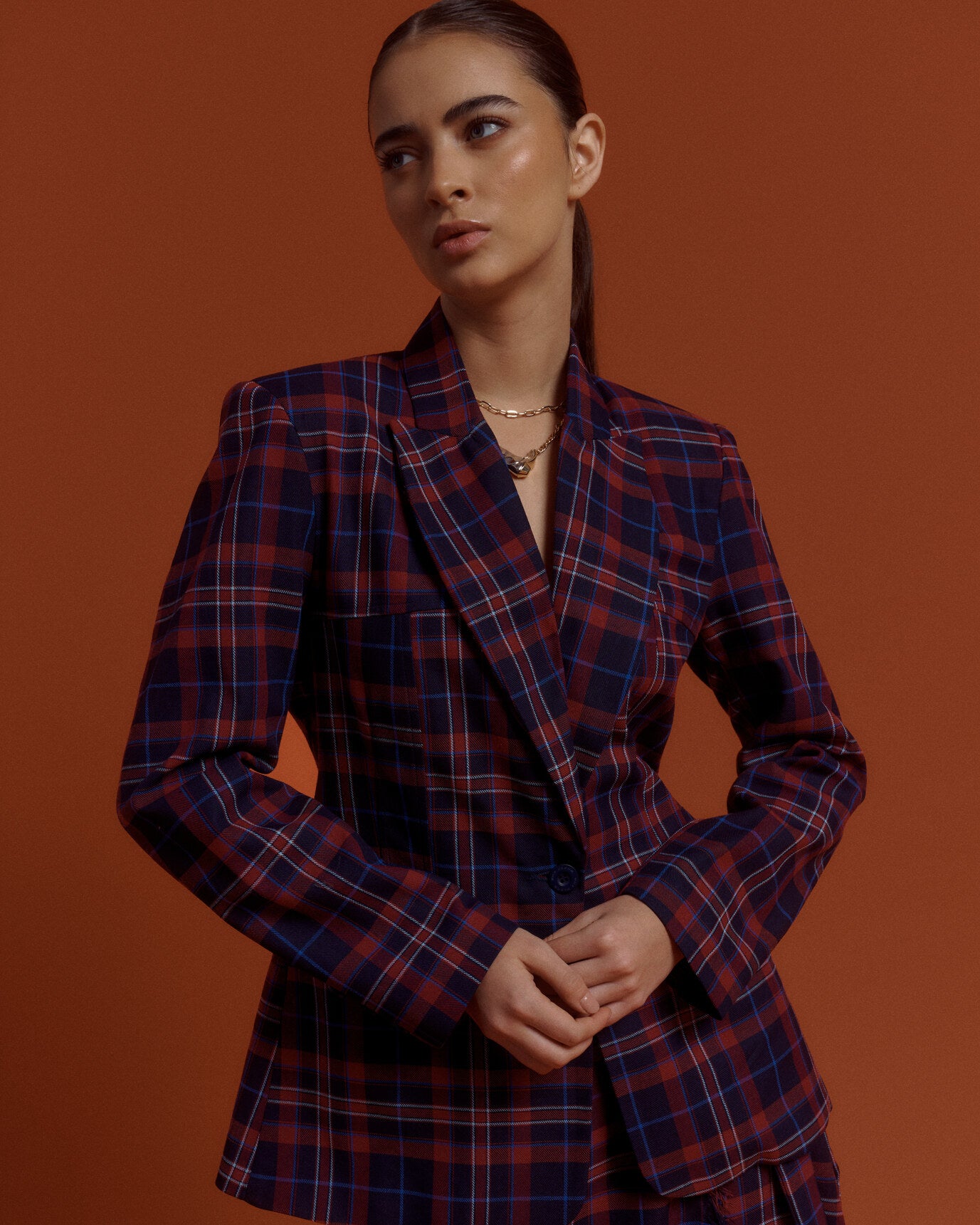 BLAZER MACCHIATO - TARTAN AZUL