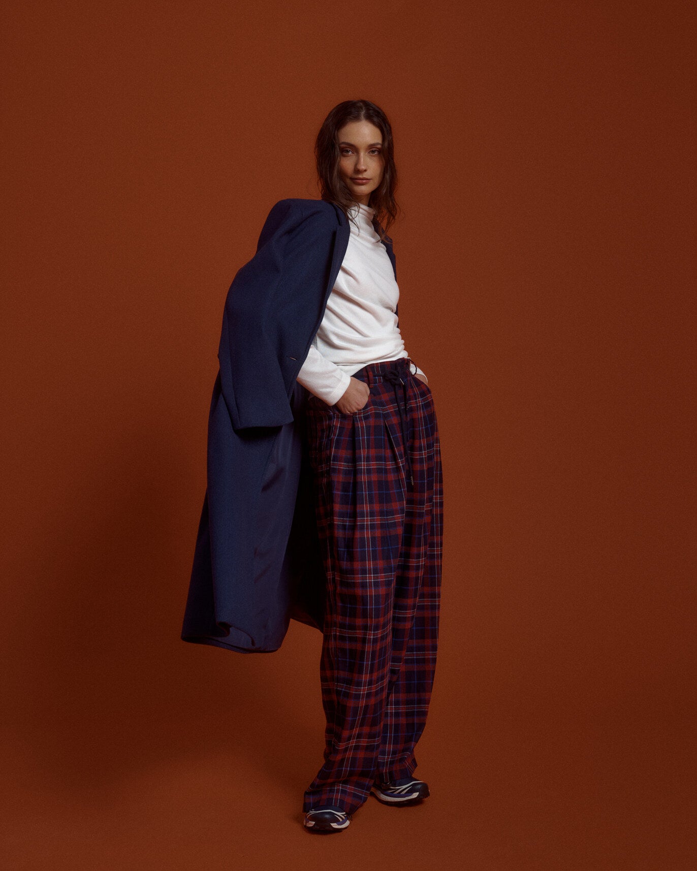 PANTALON RISTRETTO - TARTAN AZUL