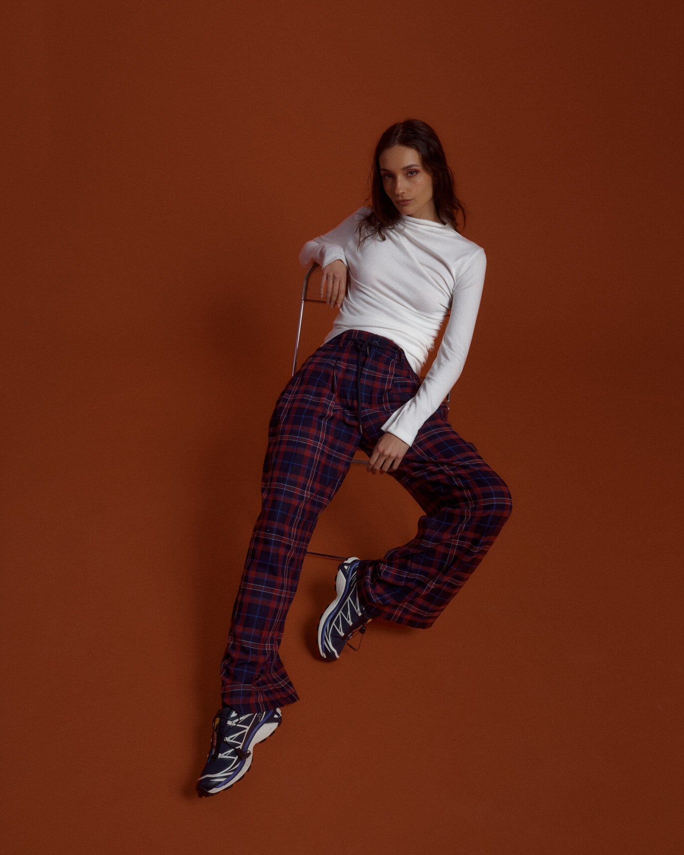 PANTALON RISTRETTO - TARTAN AZUL