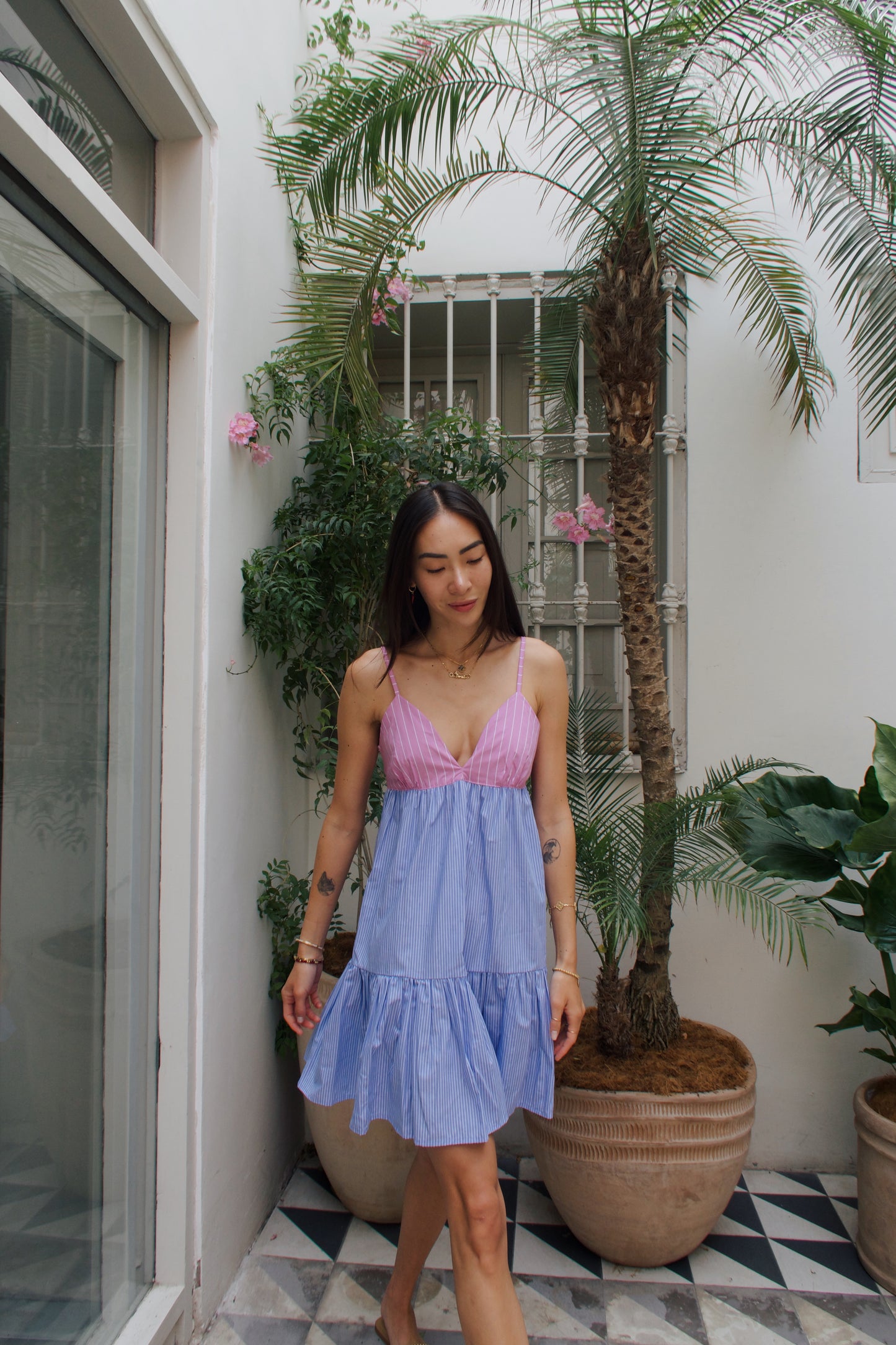 Vestido Santa Catalina - Rosado/Celeste