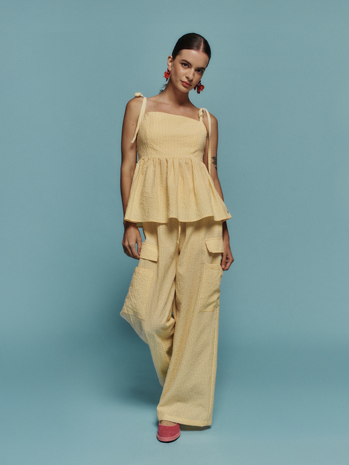 PANTALON CITRON VICHY AMARILLO