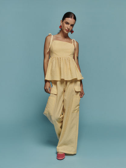PANTALON CITRON VICHY AMARILLO