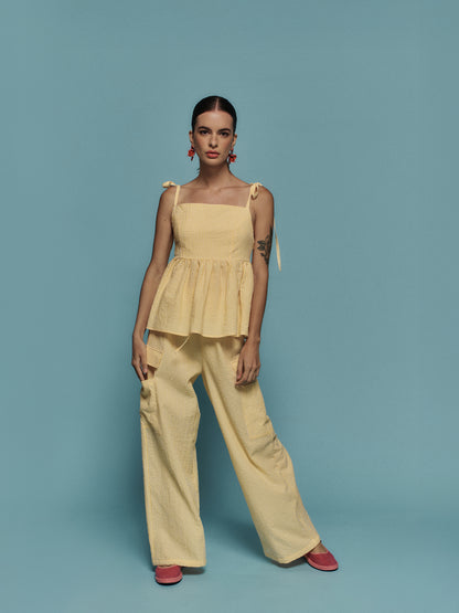 PANTALON CITRON VICHY AMARILLO
