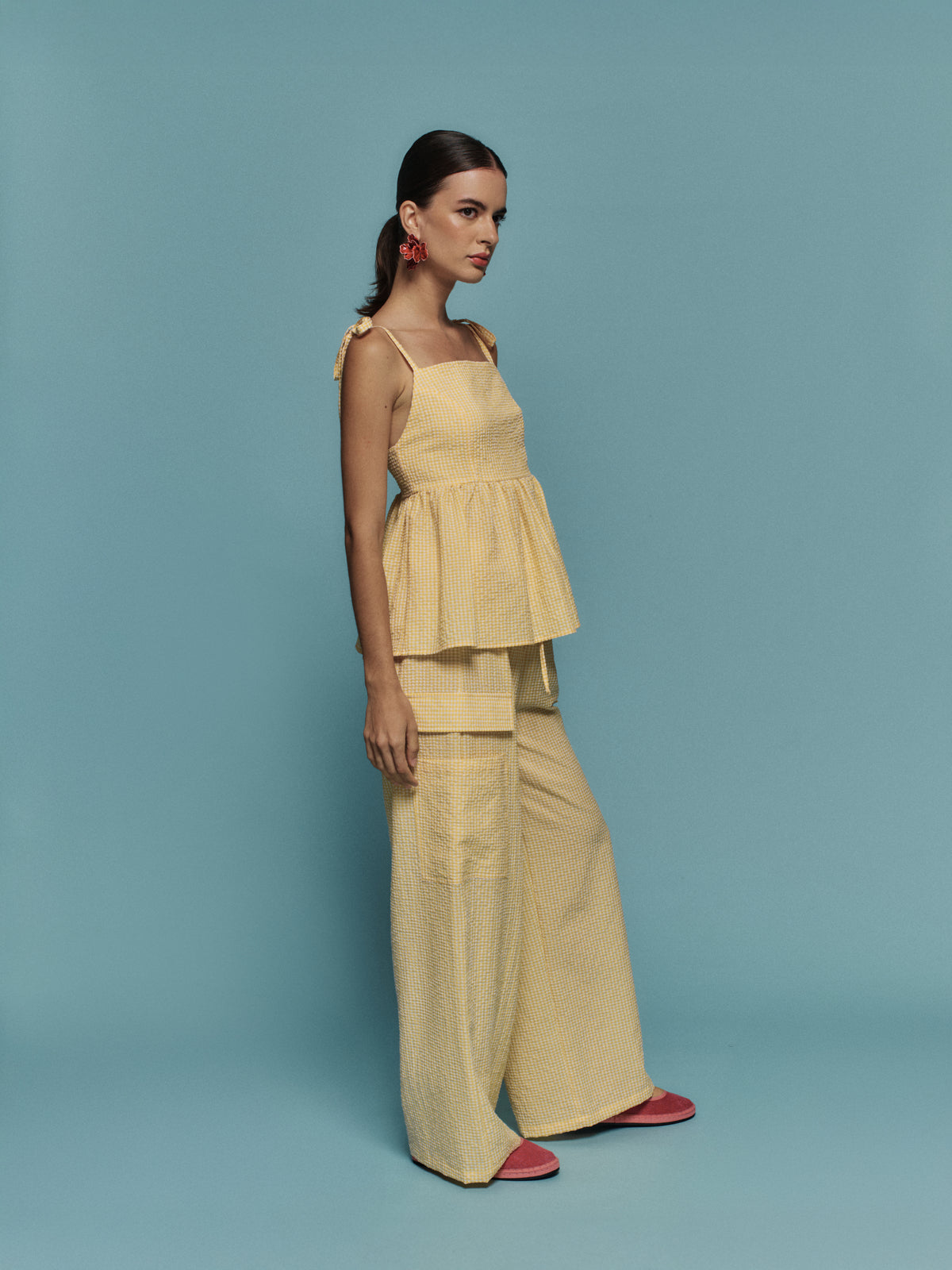 PANTALON CITRON VICHY AMARILLO