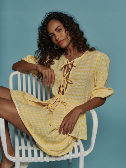 FALDA LIMA VICHY AMARILLO