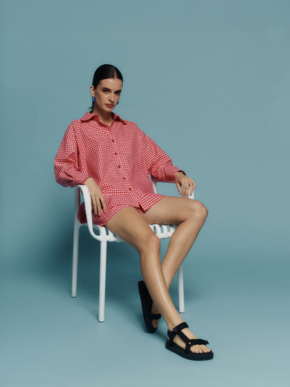 CAMISA POSITANO VICHY ROJO