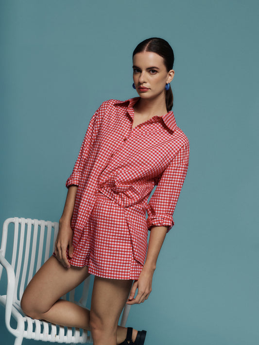 SHORT VERNA VICHY ROJO