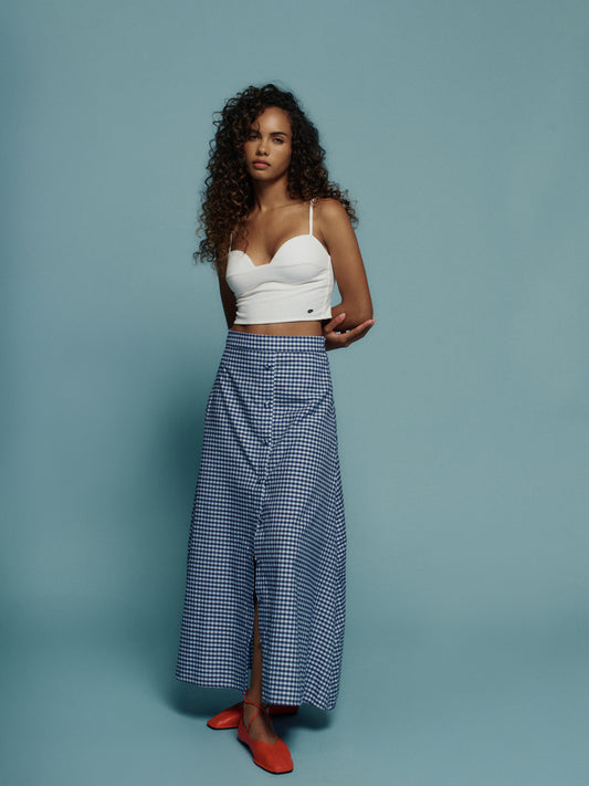 FALDA TAHITI VICHY AZUL