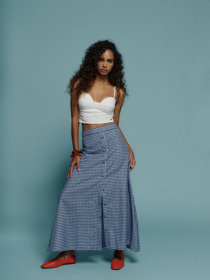 FALDA TAHITI VICHY AZUL