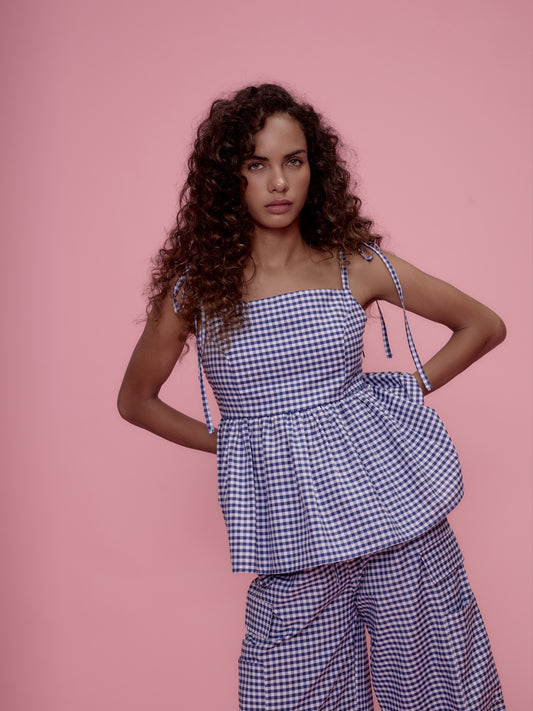 TOP CITRON VICHY AZUL