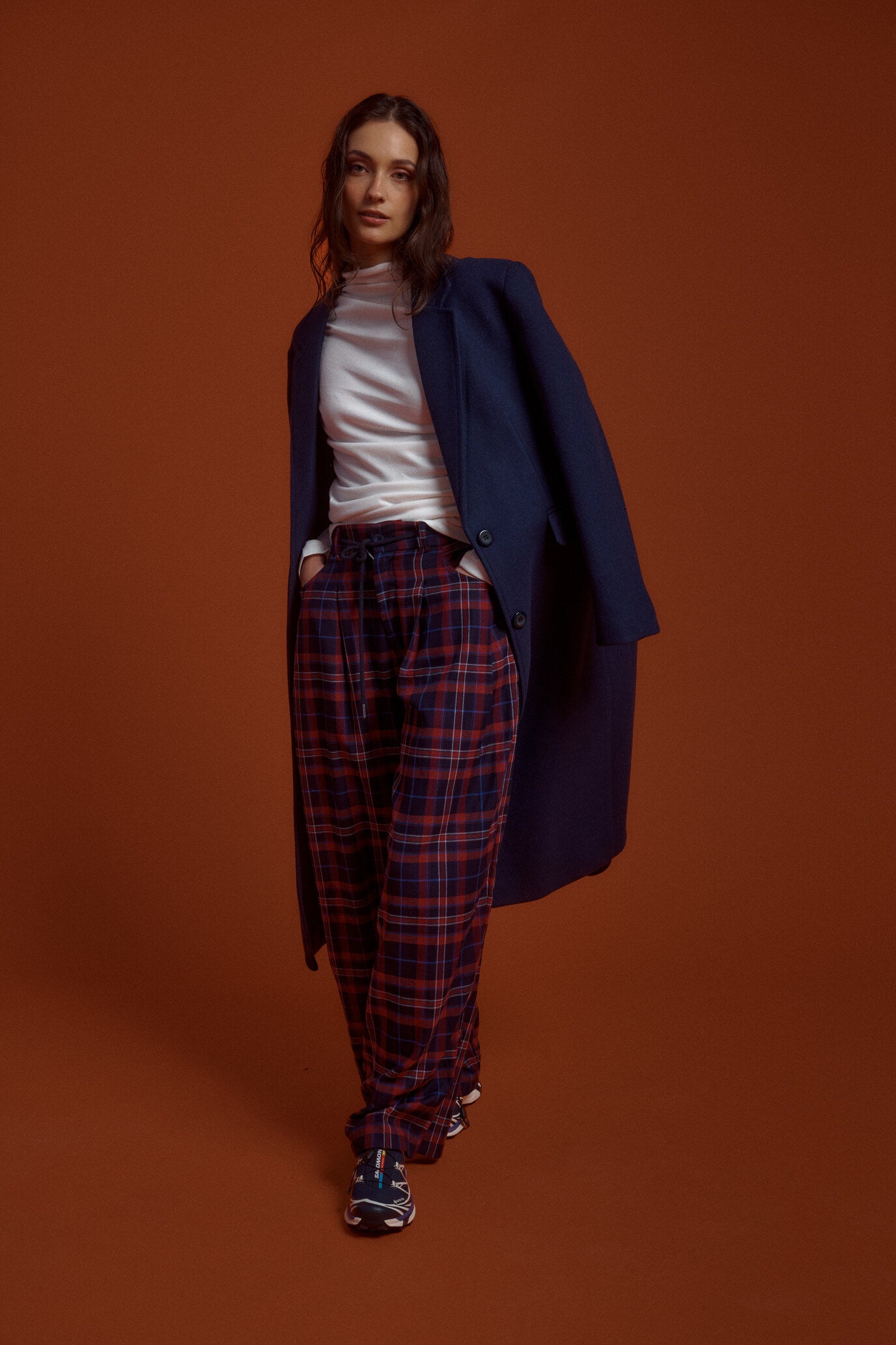 PANTALON RISTRETTO - TARTAN AZUL