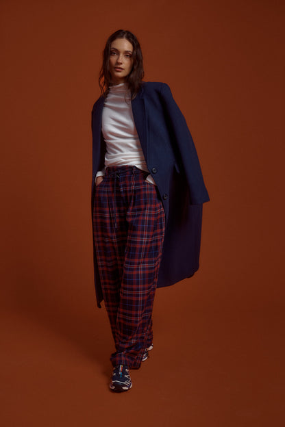 PANTALON RISTRETTO - TARTAN AZUL