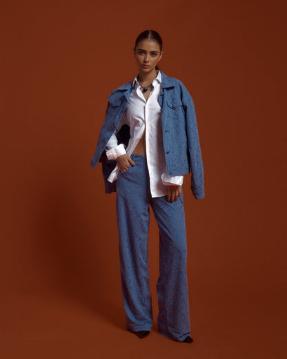 CASACA DENIM MOCCA - CELESTE