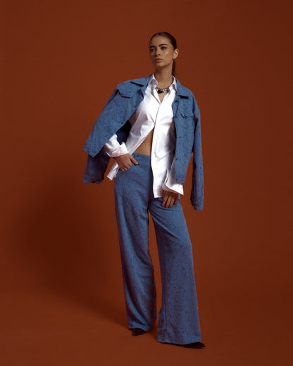 CASACA DENIM MOCCA - CELESTE