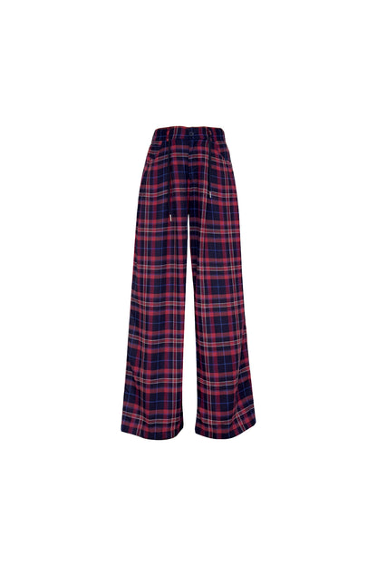 PANTALON RISTRETTO - TARTAN AZUL